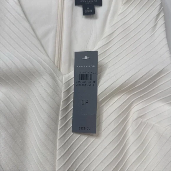 ANN TAYLOR Sleeveless Petites White Lined Dress Women's Sz 0P Zipped Back A0501 - Picture 5 of 8